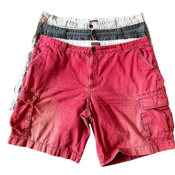 Merona Cargo Shorts Red, charcoal and khaki men's shorts 46 - Picture 1 of 10